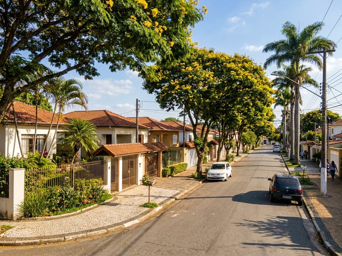 Vista da Vila Hortência em Sorocaba mostrando casas residenciais tradicionais e Avenida Marechal Castelo Branco